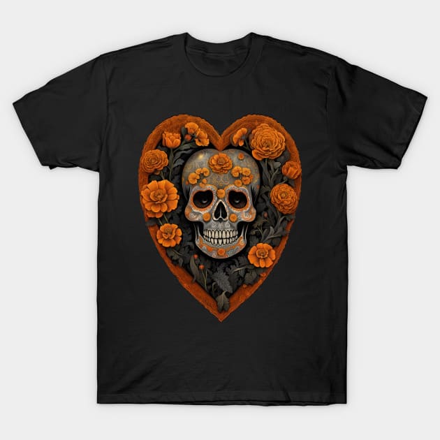 Sugar Skull Heart T-Shirt by Absinthe Society 